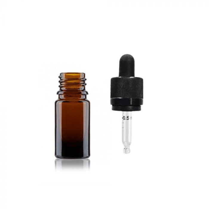 Frasco cuentagotas de vidrio ámbar 5 ml