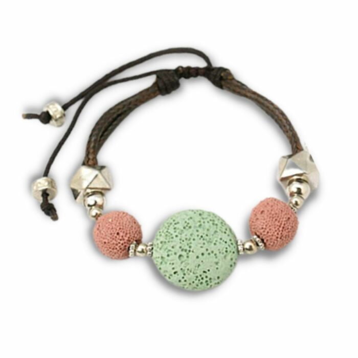 Pulsera piedra de lava y cordón de algodón - Imagen 2