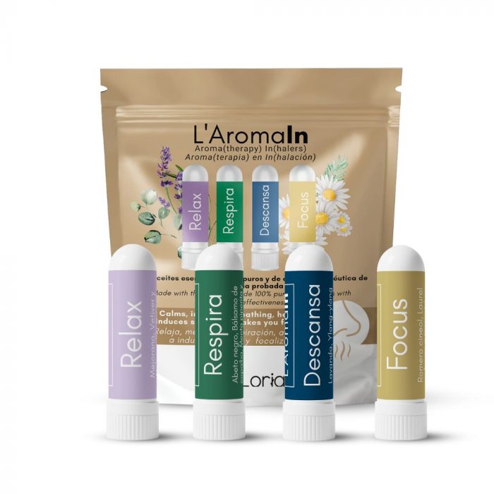 L'aromain - Inhaladores nasales de aromaterapia - 4 unidades Relax, Respira, Descansa y Focus