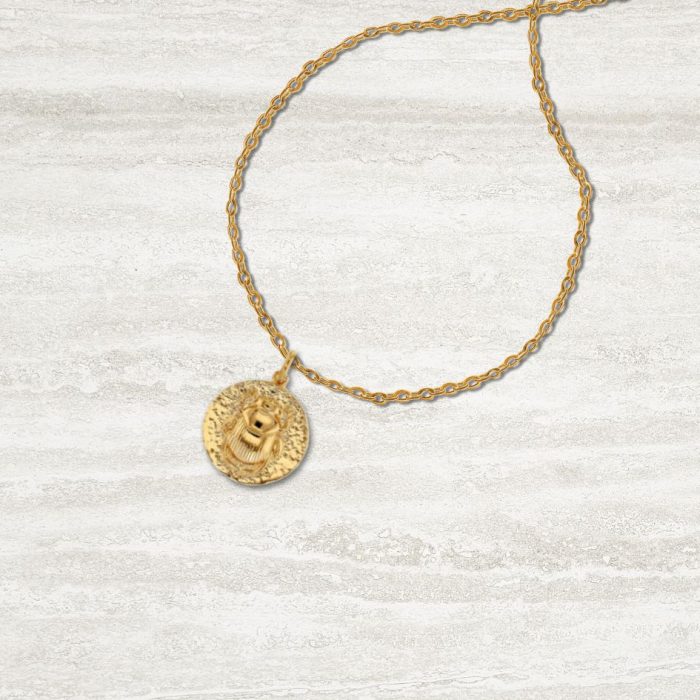 Collar Medallón Escarabajo Baño de Oro
