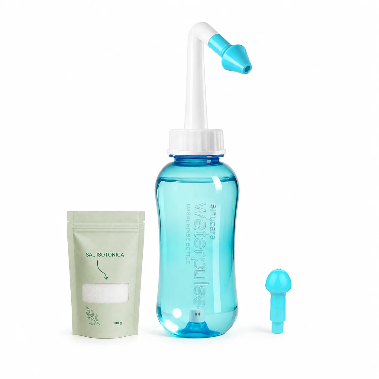Botella irrigadora nasal 300 ml con sal isotónica 100 gr.